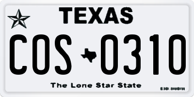TX license plate COS0310