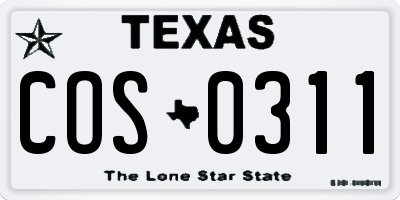 TX license plate COS0311