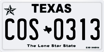 TX license plate COS0313