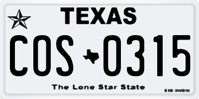 TX license plate COS0315