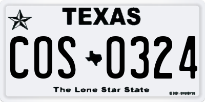 TX license plate COS0324