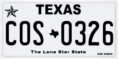 TX license plate COS0326