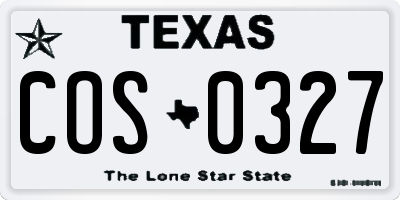 TX license plate COS0327