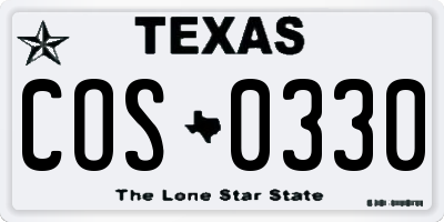 TX license plate COS0330