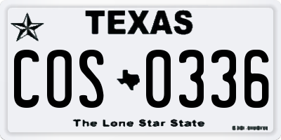 TX license plate COS0336
