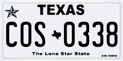 TX license plate COS0338