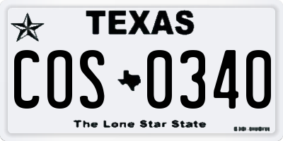 TX license plate COS0340