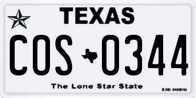 TX license plate COS0344