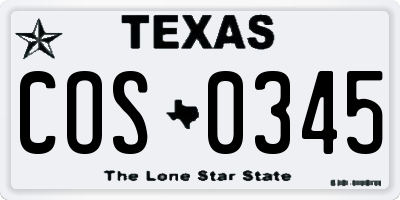 TX license plate COS0345