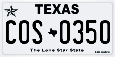 TX license plate COS0350