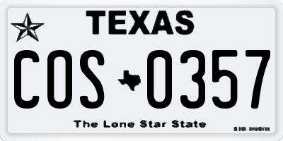 TX license plate COS0357
