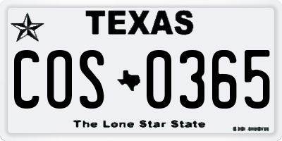 TX license plate COS0365