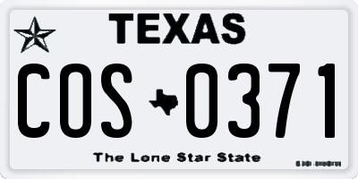 TX license plate COS0371