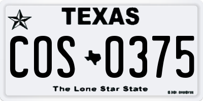 TX license plate COS0375