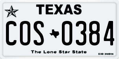TX license plate COS0384
