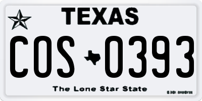 TX license plate COS0393
