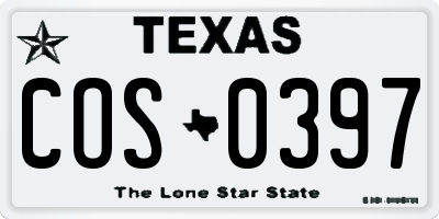 TX license plate COS0397