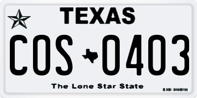TX license plate COS0403