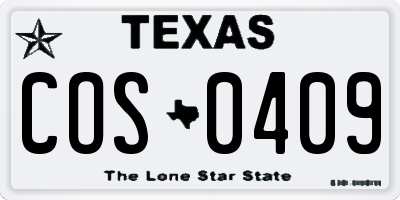 TX license plate COS0409
