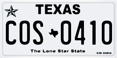 TX license plate COS0410