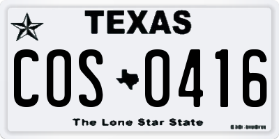 TX license plate COS0416