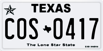 TX license plate COS0417