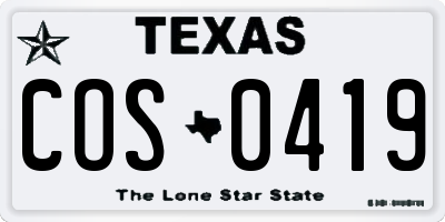 TX license plate COS0419