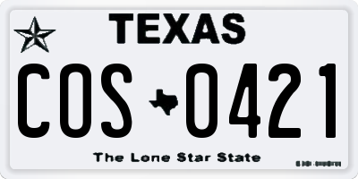 TX license plate COS0421