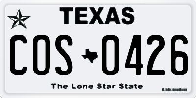TX license plate COS0426