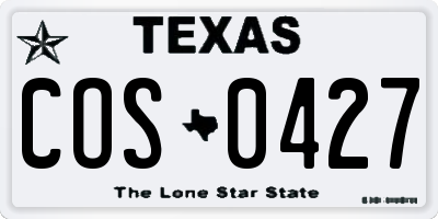 TX license plate COS0427