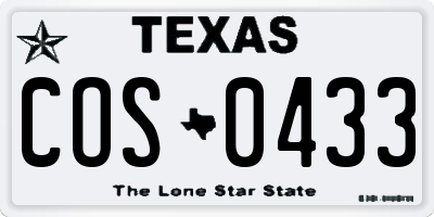 TX license plate COS0433