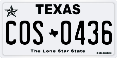 TX license plate COS0436