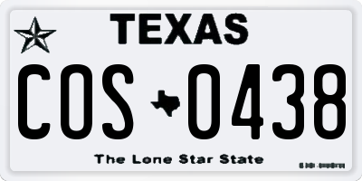 TX license plate COS0438