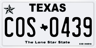 TX license plate COS0439