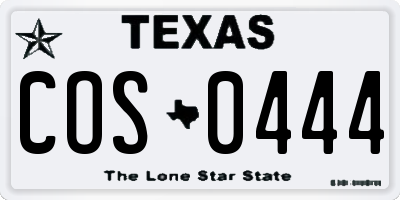 TX license plate COS0444