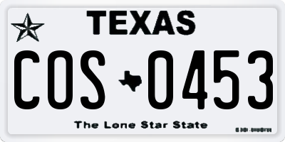 TX license plate COS0453