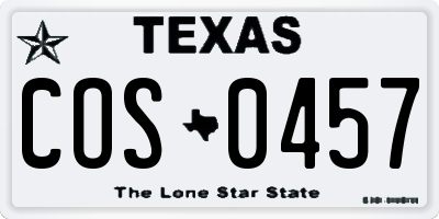 TX license plate COS0457