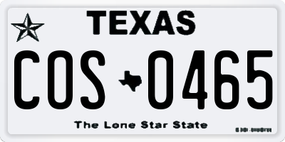 TX license plate COS0465