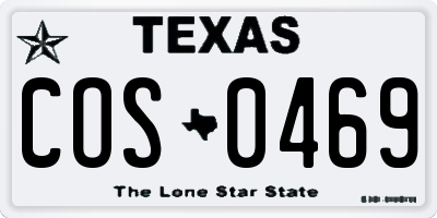 TX license plate COS0469
