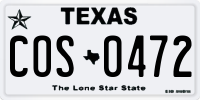 TX license plate COS0472