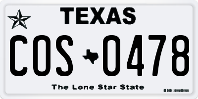 TX license plate COS0478