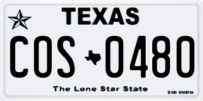 TX license plate COS0480