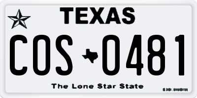 TX license plate COS0481