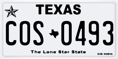 TX license plate COS0493