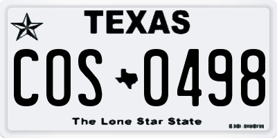 TX license plate COS0498