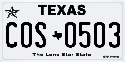 TX license plate COS0503