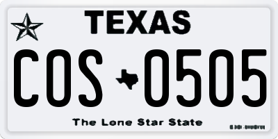 TX license plate COS0505