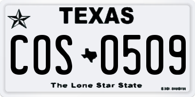 TX license plate COS0509