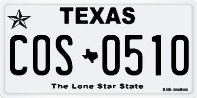 TX license plate COS0510