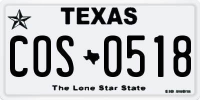 TX license plate COS0518